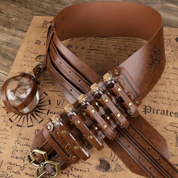5PCs Medieval Faux Leather Alchemy Wide Belt main image 4